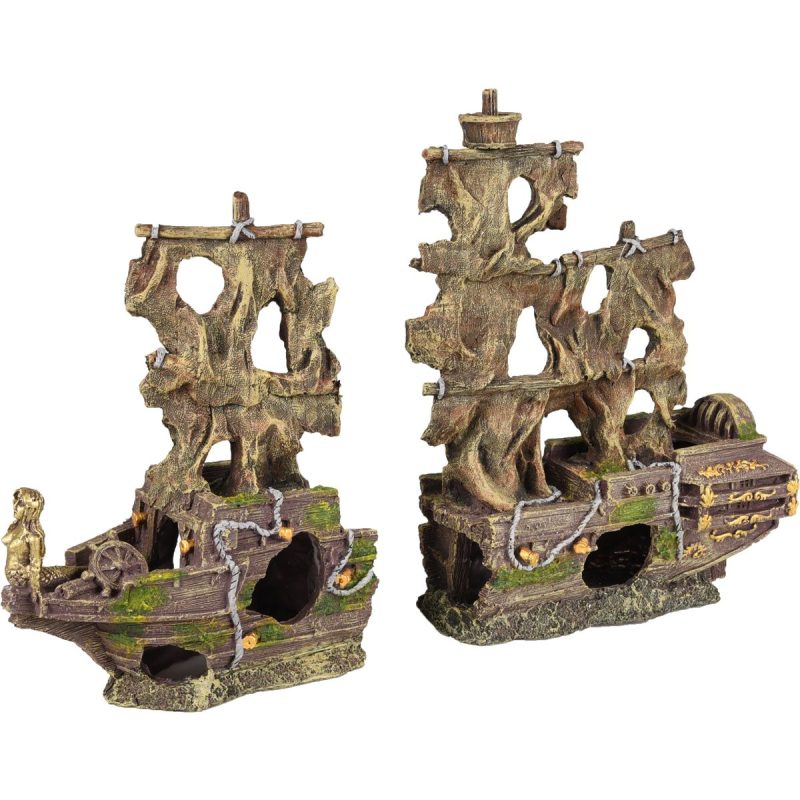 Aquarium decoratie Herald Scheepswrak 2 delen - 45 x 13 x 34 cm