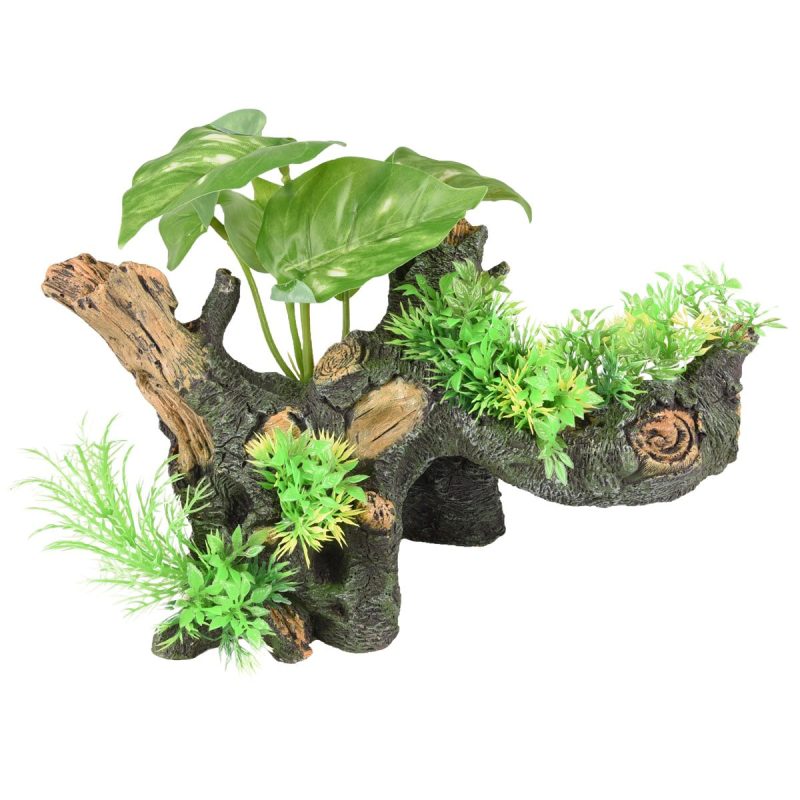 Aquarium decoratie Ariel tak + plant - 19 x 16 x 20 cm