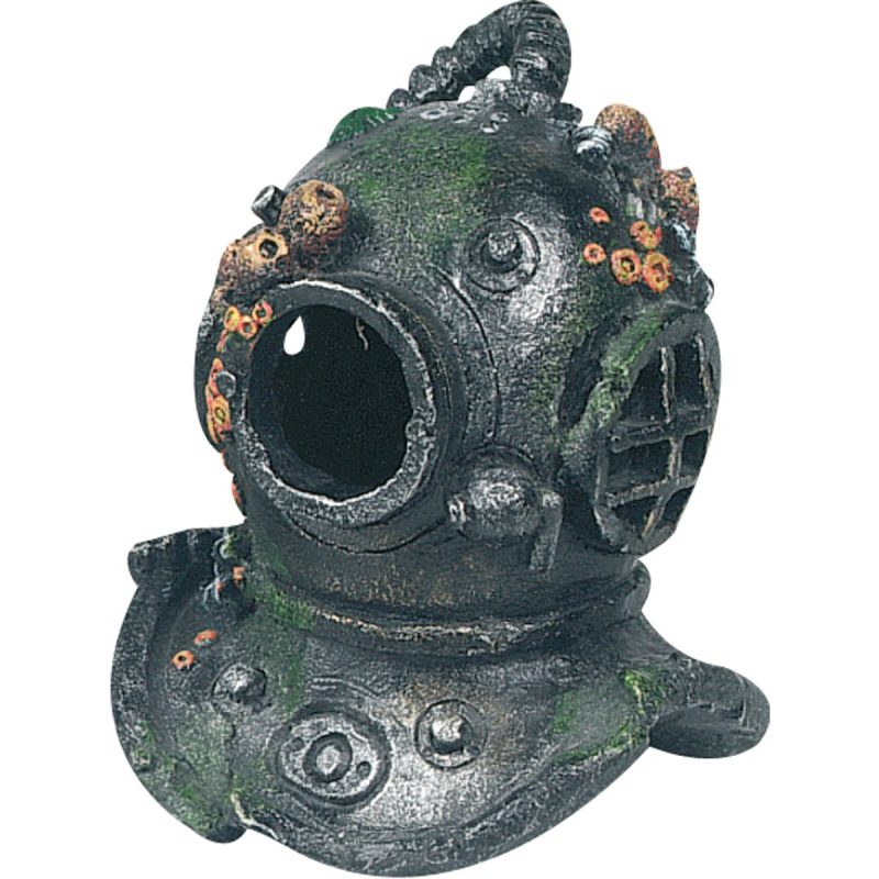 Aquarium decoratie Cousteau Duikerhelm - 13 x 13 x 16,5 cm