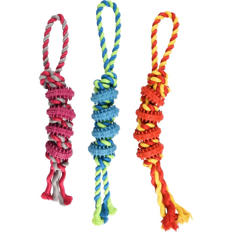 Hondenspeelgoed Rubber Dental Plates met Koord - 4,5 cm