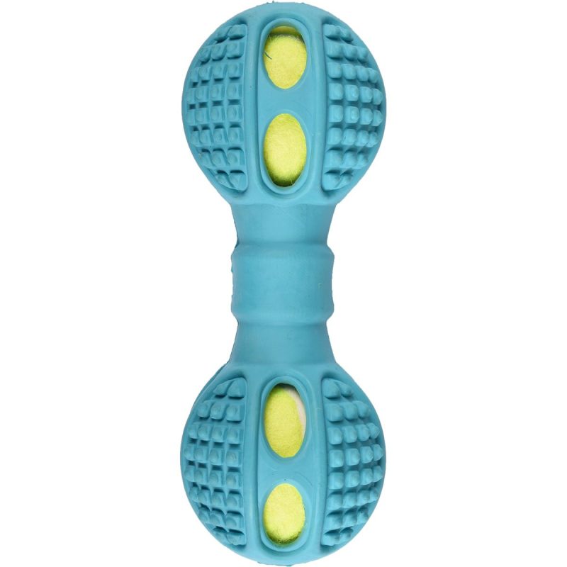 Hondenspeelgoed Rubber Drury Dumbel met Tennisbal - 16 cm